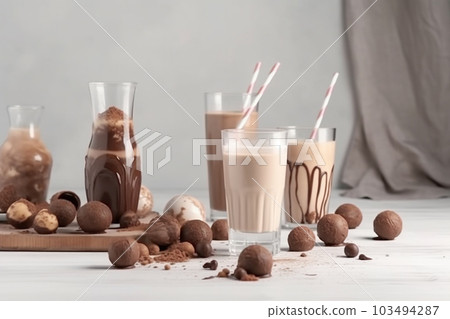 Generative ai. Chocolate milkshake with chocolate decor 103494287