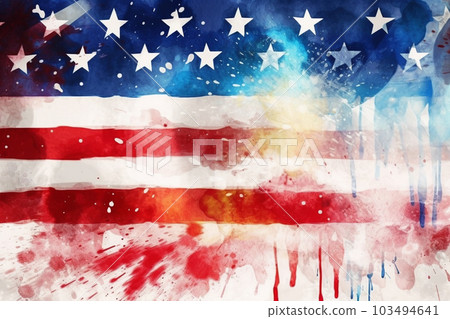 Generative ai. American Flag Wave Abstract background for Memorial Day or 4th of July 103494641