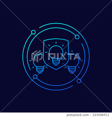 patent protection, protect ideas icon, linear art patent protection, protect ideas icon, linear art 103496411