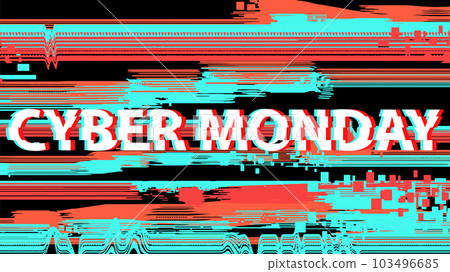 Cyber Monday with blue and red color glitch effect.  103496685