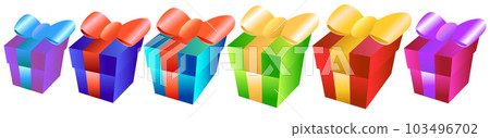 Set of multi-colored gifts on a white background.  103496702
