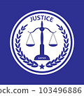 Justice card on a blue background 103496886