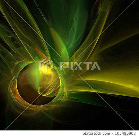 yellow and green abstract drawing on a black background, color digital graphics, design yellow and green abstract drawing on a black background, color digital graphics, design 103496908