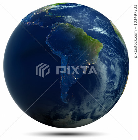 Planet Earth city lights white isolated 103497233