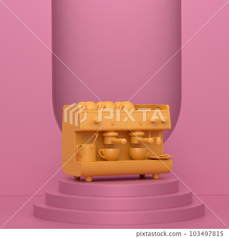 Abstract scene or podium with espresso coffee machine on monochrome 103497815