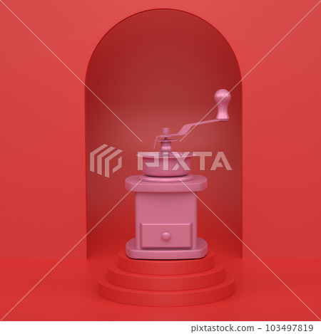 Abstract scene or podium with coffee grinder on monochrome background 103497819