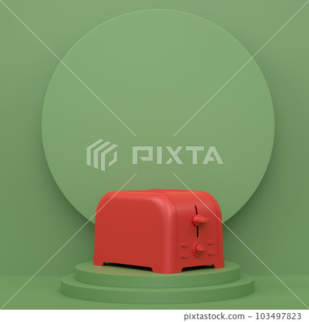 Abstract scene or podium with toaster for making toast bread on monochrome Abstract scene or podium with toaster for making toast bread on monochrome 103497823