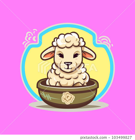 logo mascot sheep in pot handsome stick bone 103499827