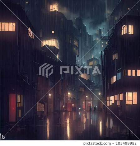 The night scene that colors the damp back alley 103499982