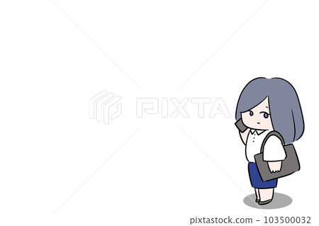 Standing woman, walking woman at work, woman walking with a bag, outside sales, outside work, illustration, talking on the phone Standing woman, walking woman at work, woman walking with a bag, outside sales, outside work, illustration, talking on the phone 103500032