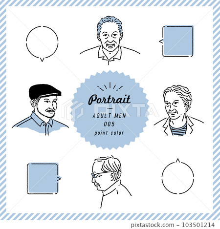 Elderly man's line drawing facial expression set (color) Elderly man's line drawing facial expression set (color) 103501214