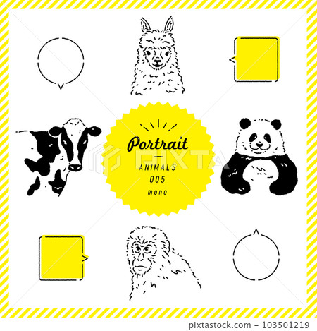 Animal line drawing illustration set (monochrome) 103501219