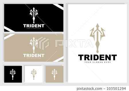 Trident Logo, Vector Magic Spear of Poseidon Neptune, Triton King Design, Template Icon Brand Illustration 103501294
