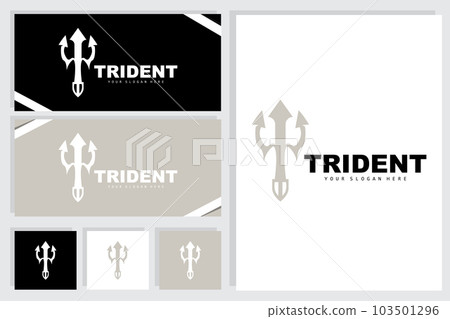 Trident Logo, Vector Magic Spear of Poseidon Neptune, Triton King Design, Template Icon Brand Illustration Trident Logo, Vector Magic Spear of Poseidon Neptune, Triton King Design, Template Icon Brand Illustration 103501296