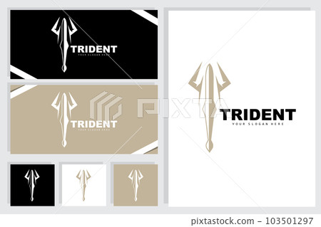 Trident Logo, Vector Magic Spear of Poseidon Neptune, Triton King Design, Template Icon Brand Illustration Trident Logo, Vector Magic Spear of Poseidon Neptune, Triton King Design, Template Icon Brand Illustration 103501297
