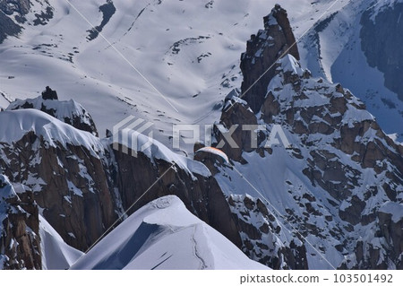 Paragliding flight in the French "Mont Blanc" mountain range 103501492