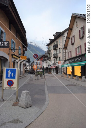 The streets of Chamonix, the town at the foot of Mont Blanc 103501802