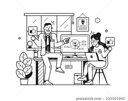 Company Congratulates Employee with Excellent Work Results 103501942
