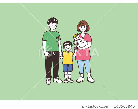 A father holding hands with his son A mother holding a baby A father holding hands with his son A mother holding a baby 103503849