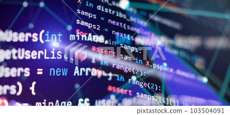 programming and coding technologies. Developer working on web sites codes in office. 103504091