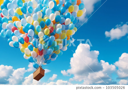 Blue sky and balloons, Generative AI AI image 103505026