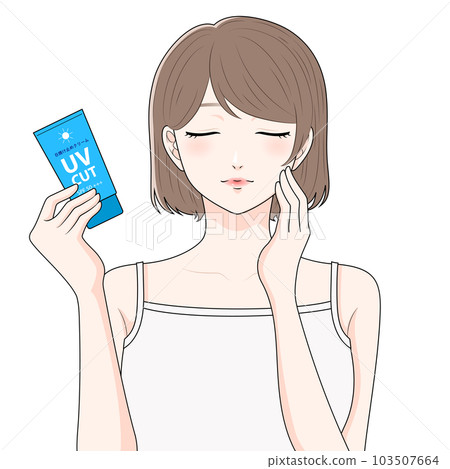 woman with sun cream woman with sun cream 103507664