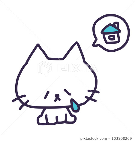 一隻可愛的白色小貓丟失和哭泣的插圖 103508269