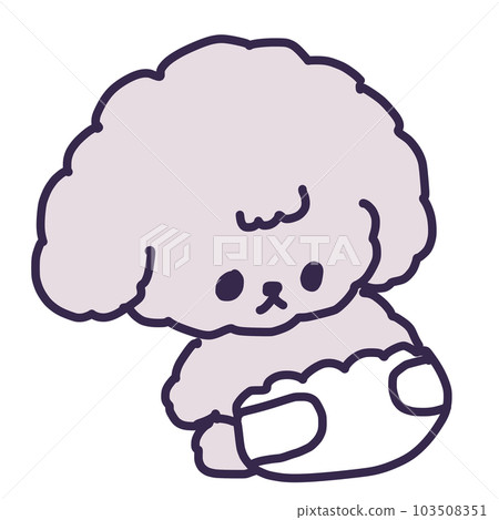 一隻穿著尿布的可愛玩具貴賓犬小狗的插圖 一隻穿著尿布的可愛玩具貴賓犬小狗的插圖 103508351