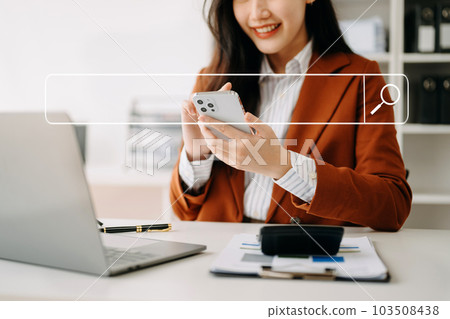 Searching Browsing Internet Data Information Networking Concept with blank search bar.. 103508438