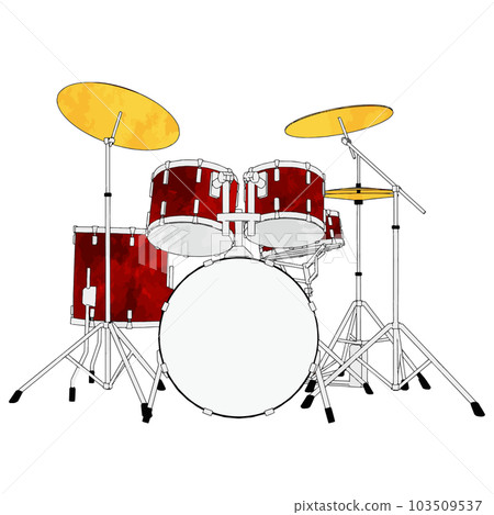 逼真的鼓組的水彩插圖 103509537