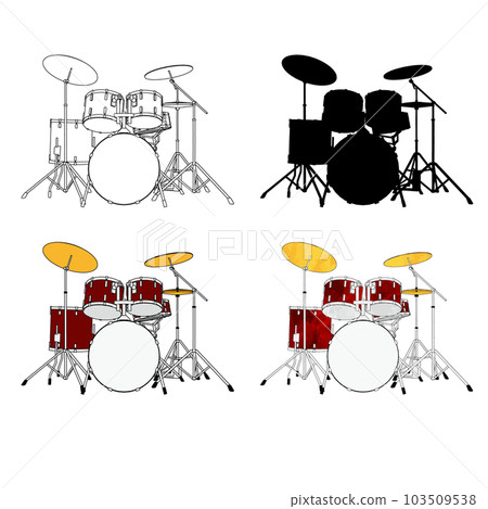 逼真的鼓組插圖集 103509538