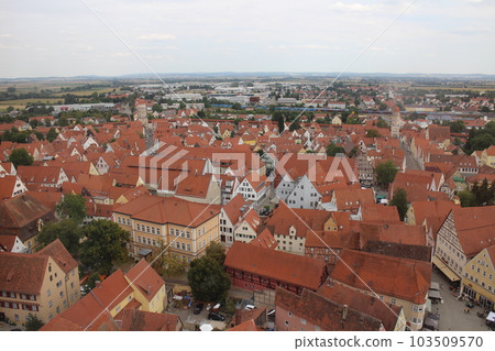 Panoramic view of the old town of Nordlingen, Germany 103509570