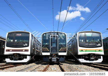205 series 600 series and E131 series 600 series lined up at the depot 103509665