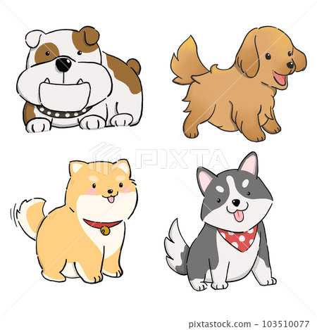 Hand drawn cute baby dog cartoon style 103510077
