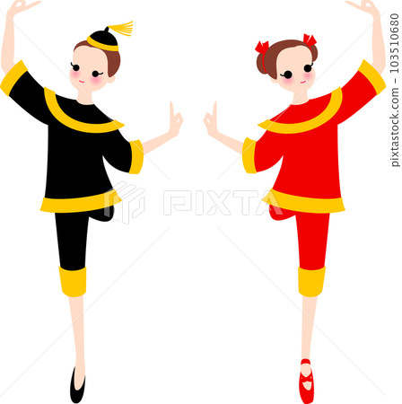 兩位芭蕾舞演員跳胡桃夾子的中國舞 兩位芭蕾舞演員跳胡桃夾子的中國舞 103510680