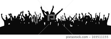 Cheering crowd at a concert. People raising hand at the concert 103511155