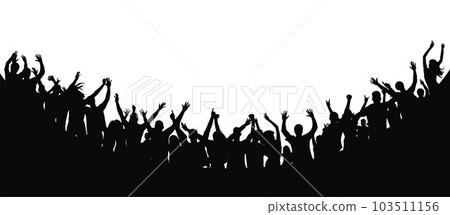 Cheering crowd at a concert. People raising hand at the concert 103511156
