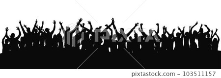 Cheering crowd at a concert. People raising hand at the concert 103511157