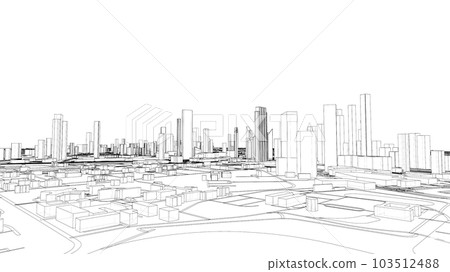 Outline city concept vector. Wire-frame style Outline city concept vector. Wire-frame style 103512488