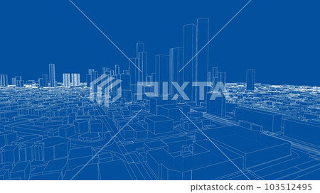 Outline city concept vector. Wire-frame style 103512495