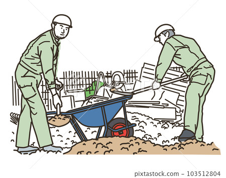 Men in work clothes working at the construction site 103512804