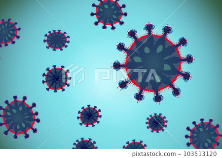 Virus. VIrus illustration. Virus 3d rendering of a virus. Microbiology And Virology Concept. Ebola. Coronavirus. Medical concept. Illustration. Covid 19 or flu or monkeypox 3d. 103513120