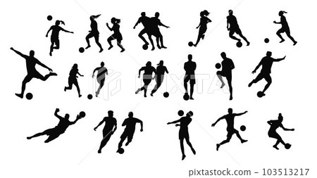 Man and woman soccer silhouette Man and woman soccer silhouette 103513217