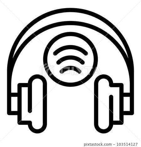 Wireless headphones stream icon. Outline wireless headphones stream vector icon for web design isolated on white background Wireless headphones stream icon. Outline wireless headphones stream vector icon for web design isolated on white background 103514127