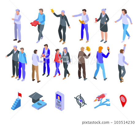 Mentor icons set. Isometric set of mentor vector icons for web design isolated on white background 103514230