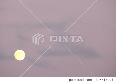 The full moon floating in the pink sky The moon is placed in the lower left The full moon floating in the pink sky The moon is placed in the lower left 103515091