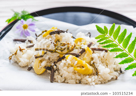 Wild vegetable steamed rice with bracken and bamboo shoots 103515234