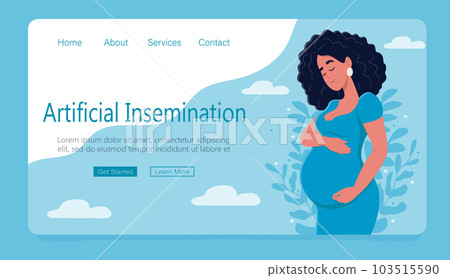 Artificial insemination banner. Pregnancy through artificial insemination. Web page template. Flat vector illustration. 103515590