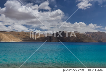 Pangong Lake is the highest saltwater lake in the world,Pangong Tso or Pangong Lake is an endorheic lake spanning eastern Ladakh and West Tibet situated at an elevation of 4,225 m , Ladakh, India, 103515682
