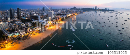 Aerial view of Central Pattaya beach in Chonburi, Thailand Aerial view of Central Pattaya beach in Chonburi, Thailand 103515925